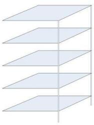 Schulte Design Ogmios fém polcállvány, hozzáépíthető, 200 x 100 x 80 cm, 1300 kg, 5 polc, 250 kg/polc, horganyzott