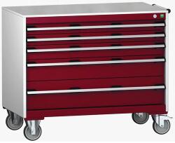 bott Cubio mobil komód, 89 x 105 x 65 cm, 5 fiókos, linóleum, szürke-piros