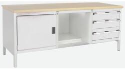 bott Műhelyasztal Bott Cubio Tároló, 84 x 200 x 75 cm, 1 szekrény, 3 fiók, polc, multiplex, szürke-szürke