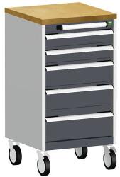 bott Cubio mobil fiókos szekrény, 89 x 52, 5 x 52, 5 cm, 5 fiókos, multiplex, szürke-antracit