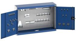 bott Cubio akasztós szekrény szerszámtartókkal és perforált panelekkel, 70 x 105 x 32, 5 cm, 40 tartó, szürke-kék