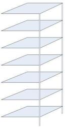 Schulte Design Hathor fém polcállvány, kétoldalú, hozzáépíthető, 230 x 75 x 60 cm, 1 100 kg, 7 polc, horganyzott