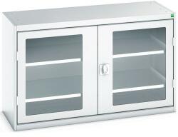 bott Műhelyszekrény átlátszó ajtókkal Bott Verso, 80 x 130 x 55 cm, 2 polccal, szürke-szürke