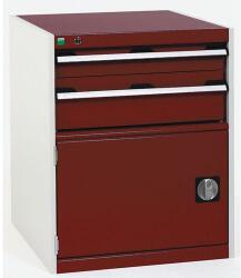 bott Műhely fiókos szekrény Bott Cubio, 80 x 65 x 65 cm, 2 fiók, 1 szekrény, szürke-piros