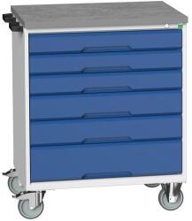 bott Verso mobil íróasztal fiókokkal, 98 x 80 x 60 cm, 6 fiókos, linóleum, szürke-kék