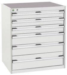 bott Műhely fiókos szekrény Bott Cubio, 90 x 80 x 52, 5 cm, 6 fiókos, szürke-szürke