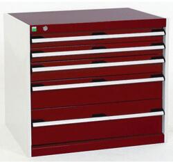 bott Műhely fiókos szekrény Bott Cubio, 70 x 80 x 52, 5 cm, 5 fiókos, szürke-piros