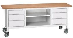 bott Mobil műhelyasztal Bott Verso Storage, 200 x 60 x 83 cm, multiplex, 6 fiók, 1 polc, szürke-szürke