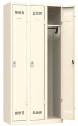 Vinco hegesztett öltözőszekrény, 3 rekeszes, 300 mm, hengerzárral, bézs/bézs