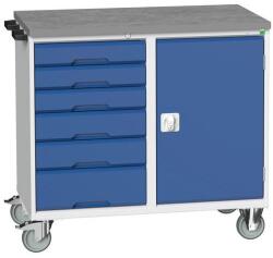 bott Karbantartó fiókos kocsi Bott Verso, 98 x 105 x 60 cm, 6 fiókos, szekrény, linóleum, szürke-kék