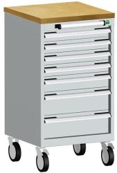 bott Cubio mobil fiókos szekrény, 99 x 52, 5 x 52, 5 cm, 7 fiókos, multiplex, szürke-kék