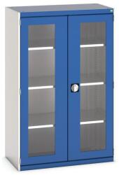 bott Műhelyszekrény átlátszó ajtókkal Bott Cubio, 160 x 105 x 52, 5 cm, 3 polccal, szürke-kék