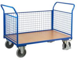 Cordes Platform kocsi két fogantyúval hálós panellel és oldalfallal, 500 kg-ig, 101, 5 x 139 x 80 cm, kék
