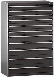 bott Műhely fiókos szekrény Bott Cubio 200, 160 x 105 x 65 cm, 11 fiókos, szürke-antracit