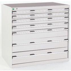 bott Műhely fiókos szekrény Bott Cubio, 100 x 105 x 65 cm, 7 fiókos, szürke-szürke