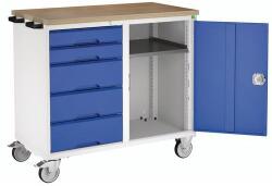 bott Karbantartó fiókos kocsi Bott Verso, 98 x 105 x 60 cm, 5 fiókos, szekrényes, multiplex, szürke-kék