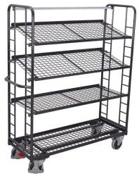 Cordes Polcos kocsi ferde hálós polcokkal, 4 polc, 180, 5 x 65 x 185, 5 cm, szürke