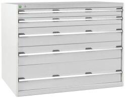 bott Műhely fiókos szekrény Bott Cubio, 100 x 130 x 75 cm, 5 fiókos, szürke-szürke