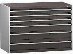 bott Műhely fiókos szekrény Bott Cubio 200, 90 x 130 x 75 cm, 6 fiókos, szürke-antracit