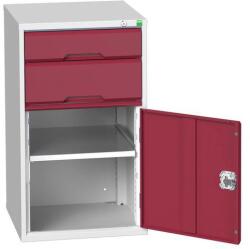 bott Műhely fiókos szekrény Bott Verso, 90 x 52, 5 x 55 cm, 2 fiók, 1 szekrény, szürke-piros