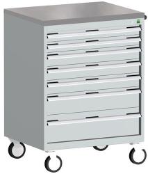 bott Cubio mobil komód, 109 x 80 x 65 cm, 7 fiókos, linóleum, szürke-kék