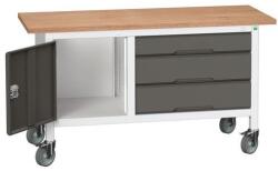 bott Verso Storage mobil műhelyasztal, 150 x 60 x 83 cm, multiplex, 3 fiók, 1 szekrény, szürke-antracit