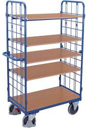 Cordes Hálós oldalakkal ellátott polcos kocsi, 5 polccal, 400 kg-ig, 103, 5 x 52 x 178 cm, kék
