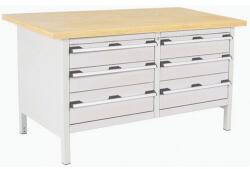 bott Műhelyasztal Bott Cubio Tároló, 84 x 150 x 75 cm, 6 fiókos, multiplex, szürke-szürke
