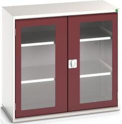bott Műhelyszekrény átlátszó ajtókkal Bott Verso, 100 x 105 x 55 cm, 2 polccal, szürke-piros