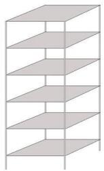 Schulte Design Hathor fém polcállvány, kétoldalú, alapkivitel, 200 x 75 x 60 cm, 1 400 kg, 6 polc, világosszürke