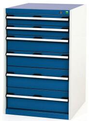 bott Műhely fiókos szekrény Bott Cubio, 100 x 65 x 65 cm, 6 fiókos, szürke-kék