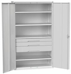 bott Fiókos műhelyszekrény Bott Verso, 200 x 130 x 55 cm, 4 polc, 3 fiók, szürke-szürke