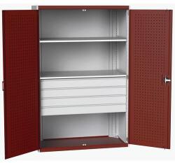 bott Fiókos műhelyszekrény Bott Cubio 160, 200 x 130 x 65 cm, 2 polc, 4 fiók, szürke-piros