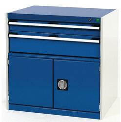 bott Műhely fiókos szekrény Bott Cubio, 80 x 80 x 65 cm, 2 fiók, 1 szekrény, szürke-kék