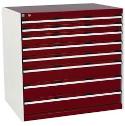 bott Műhely fiókos szekrény Bott Cubio, 100 x 105 x 75 cm, 8 fiókos, szürke-piros