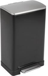 EKO E-Cube szögletes pedálos szemetes, 40 l, fekete/matt rozsdamentes acél