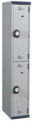 Acial hegesztett öltözőszekrény, 2 rekeszes, 300 mm széles, számkódos zárral, világos szürke