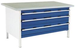 bott Műhelyasztal Bott Cubio Tároló, 84 x 150 x 75 cm, 3 fiók, linóleum, szürke-kék