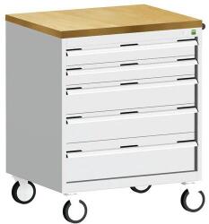 bott Cubio mobil fiókos szekrény, 99 x 80 x 65 cm, 5 fiókos, multiplex, szürke-kék