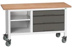 bott Mobil műhelyasztal Bott Verso Storage, 150 x 60 x 83 cm, multiplex, 3 fiók, 1 polc, szürke-antracit - manutan - 698 843 Ft