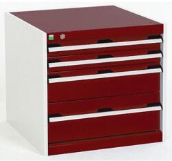 bott Műhely fiókos szekrény Bott Cubio, 60 x 65 x 75 cm, 4 fiókos, szürke-piros