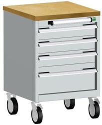 bott Cubio mobil fiókos szekrény, 79 x 52, 5 x 52, 5 cm, 4 fiókos, multiplex, szürke-kék