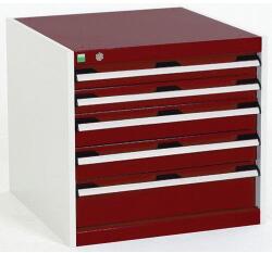 bott Műhely fiókos szekrény Bott Cubio, 60 x 65 x 65 cm, 5 fiókos, szürke-piros