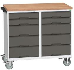 bott Karbantartó fiókos kocsi Bott Verso, 98 x 105 x 60 cm, 10 fiókos, multiplex, szürke-antracit