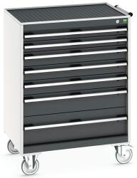 bott Cubio mobil fiókos szekrény, 108, 5 x 80 x 65 cm, 7 fiókos, matt, szürke-antracit