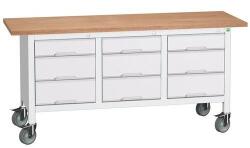 bott Mobil műhelyasztal Bott Verso Storage, 175 x 60 x 83 cm, multiplex, 9 fiókos, szürke-szürke