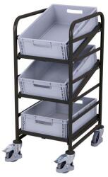 Cordes Euro polcos kocsi rekeszekkel és ferde polcokkal, 3 polc, 52 x 66, 5 x 116 cm, szürke