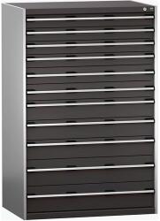 bott Műhely fiókos szekrény Bott Cubio 200, 160 x 105 x 75 cm, 11 fiókos, szürke-antracit