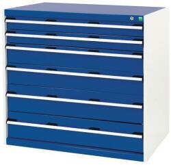 bott Műhely fiókos szekrény Bott Cubio, 100 x 105 x 75 cm, 6 fiókos, szürke-kék