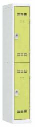 Vinco hegesztett öltözőszekrény, 1 oszlopban 2 rekesszel, 300 mm, forgóretesszel, szürke/zöld